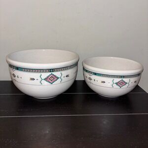 SET OF TWO | Studio Nova 'Adirondack' Aztec Nesting Mixing Bowls | Oven Safe